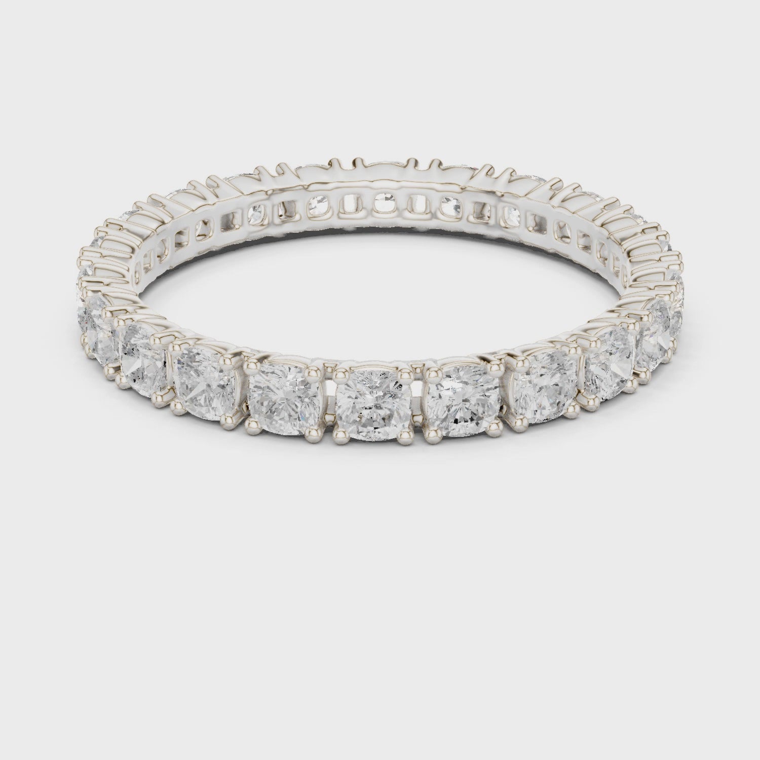 Full eternity cushion cut diamond band ring 