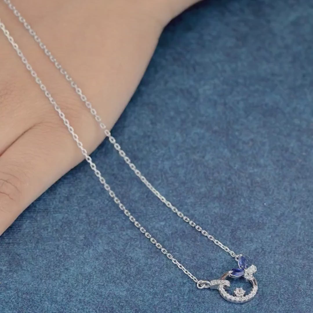 925 sterling silver Blue Butterfly Necklace for women India