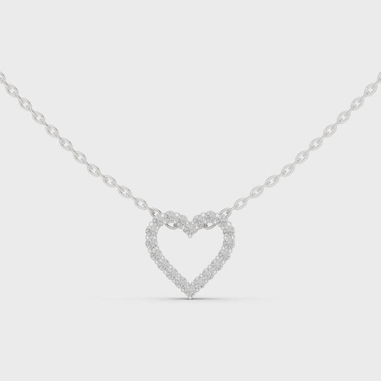 Open Heart Pave Diamond Pendant Necklace