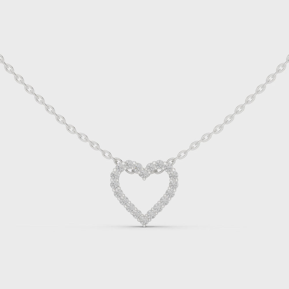 Open Heart Pave Diamond Pendant Necklace