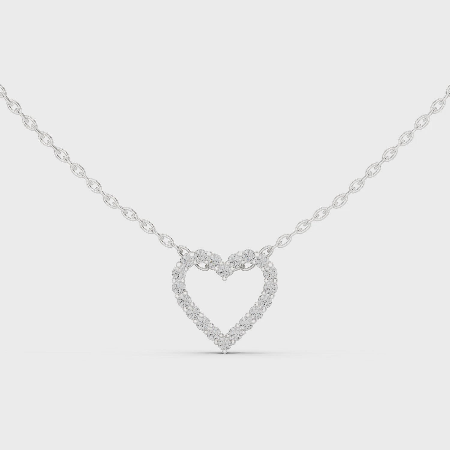 Open Heart Pave Diamond Pendant Necklace