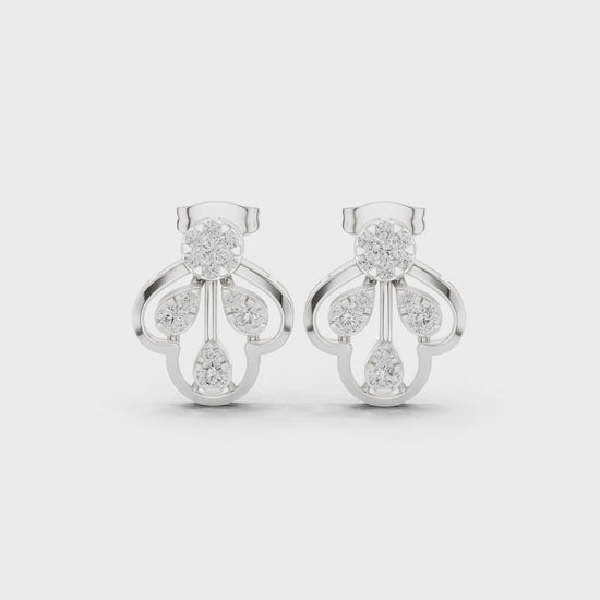 Floral hoop cluster earrings with sparkling stone detailing