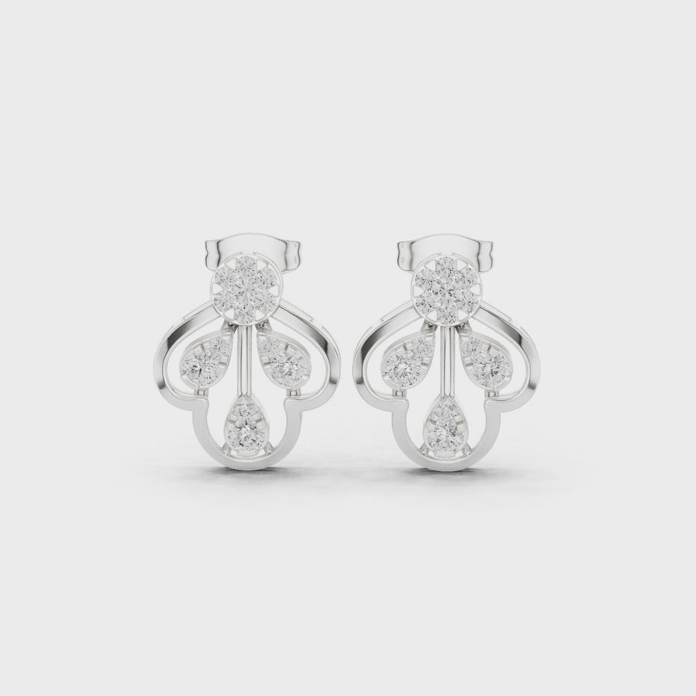 Floral hoop cluster earrings with sparkling stone detailing