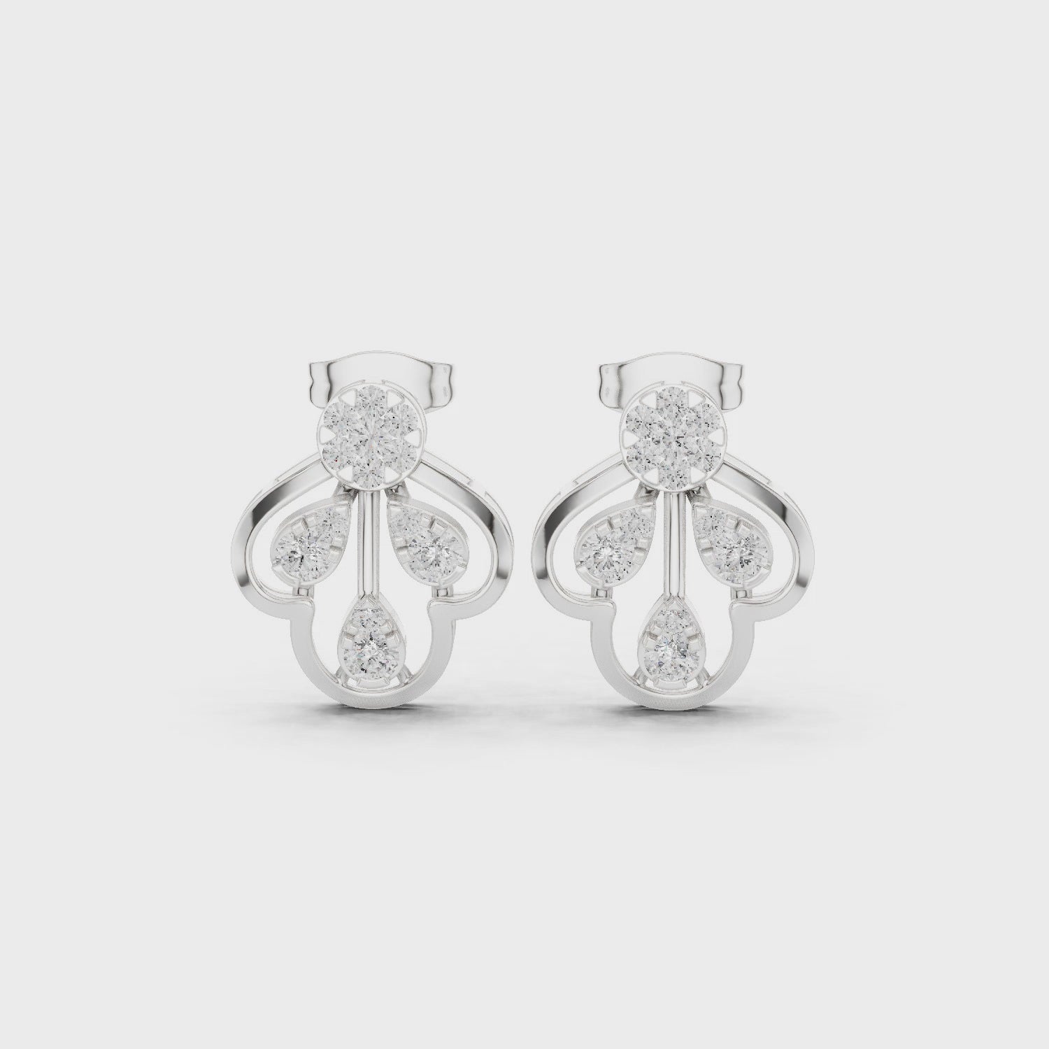 Floral hoop cluster earrings with sparkling stone detailing