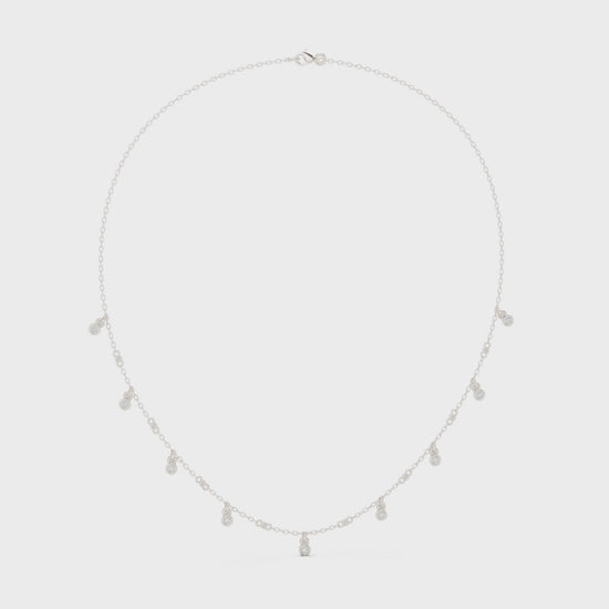 Bezel Set Diamond Droplet Station Necklace
