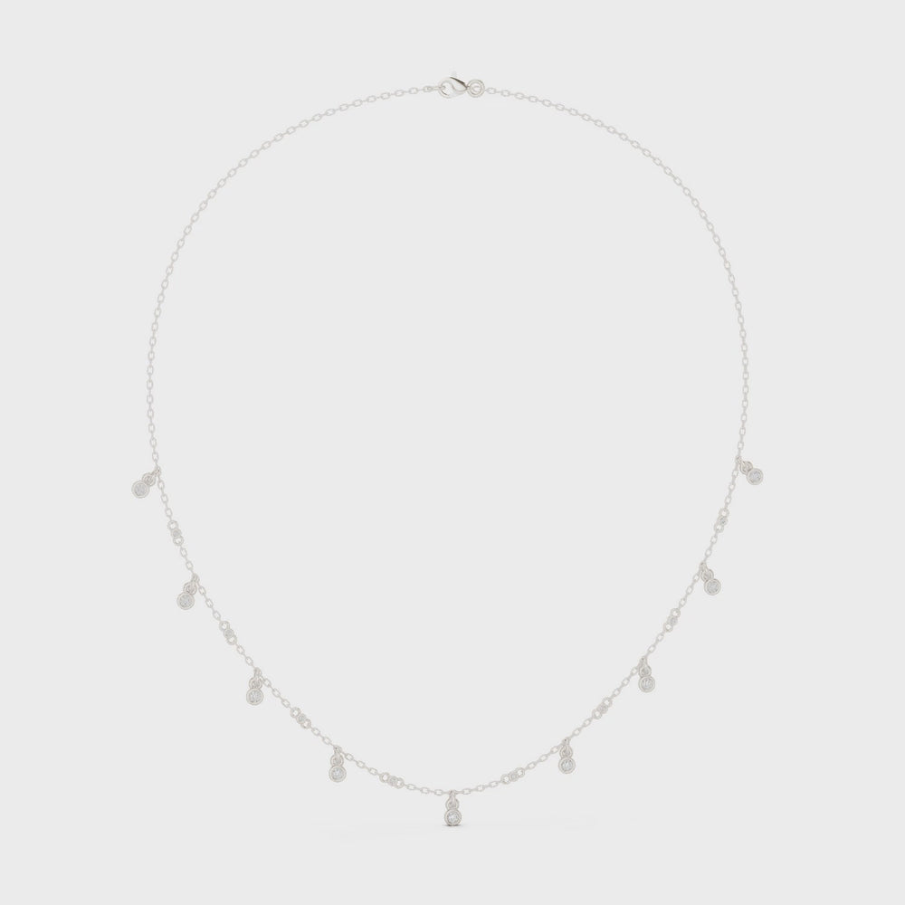 Bezel Set Diamond Droplet Station Necklace