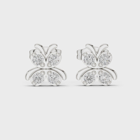 Butterfly stud earrings with sparkling stone detailing
