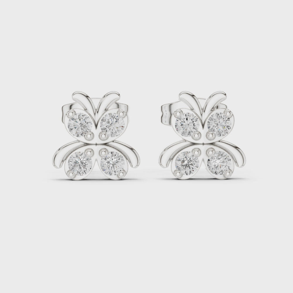 Butterfly stud earrings with sparkling stone detailing