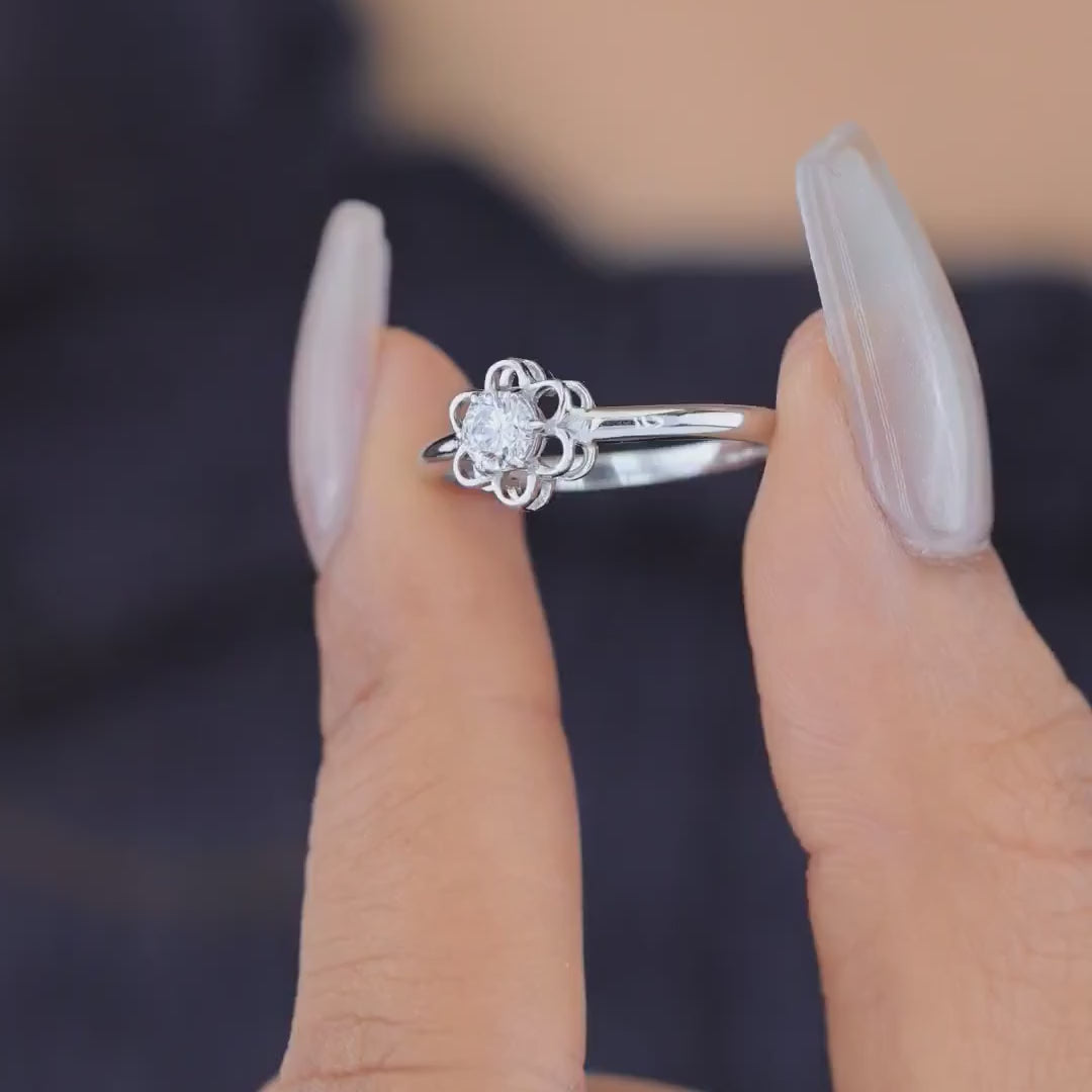 925 sterling silver Flower Stud Ring for women India