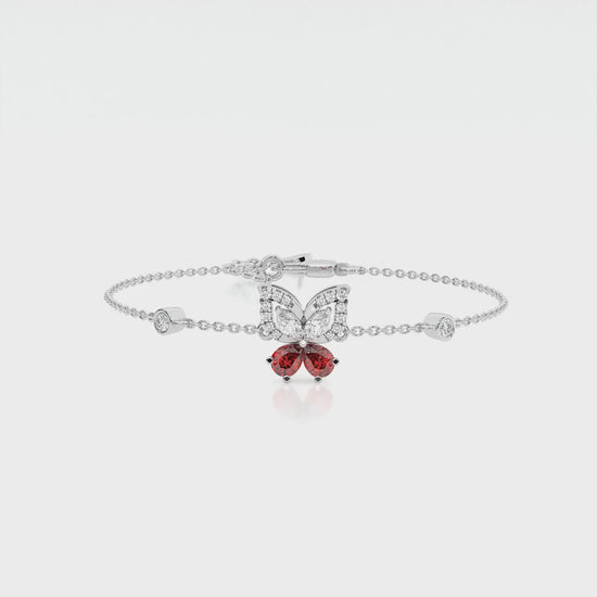 925 sterling silver butterfly bracelets with red stone for women India