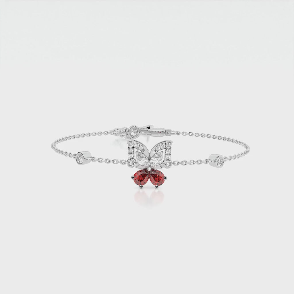 925 sterling silver butterfly bracelets with red stone for women India