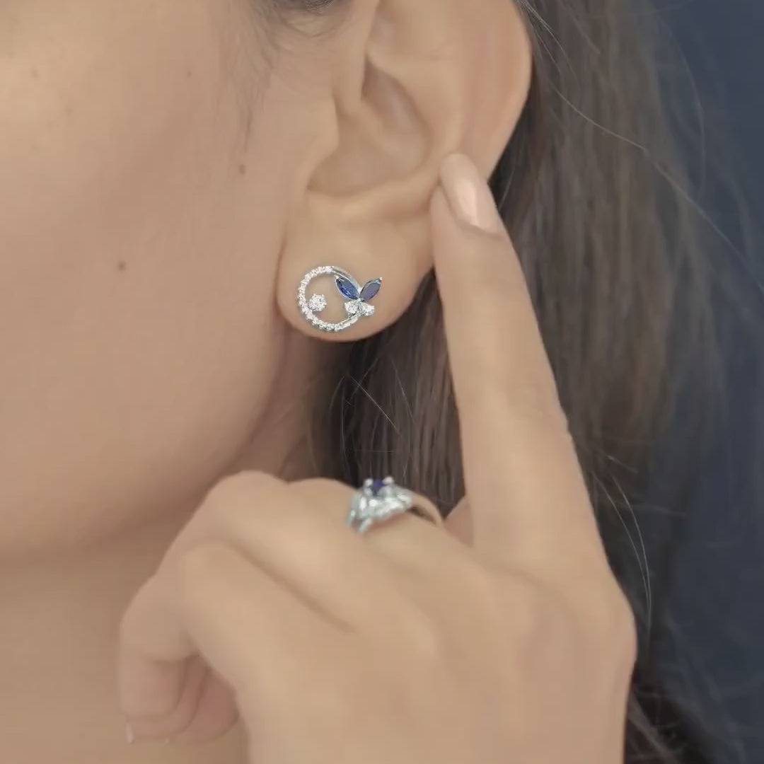 925 sterling silver blue butterfly earrings for women India