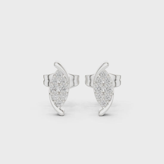 Crescent moon diamond stud earrings with push back setting