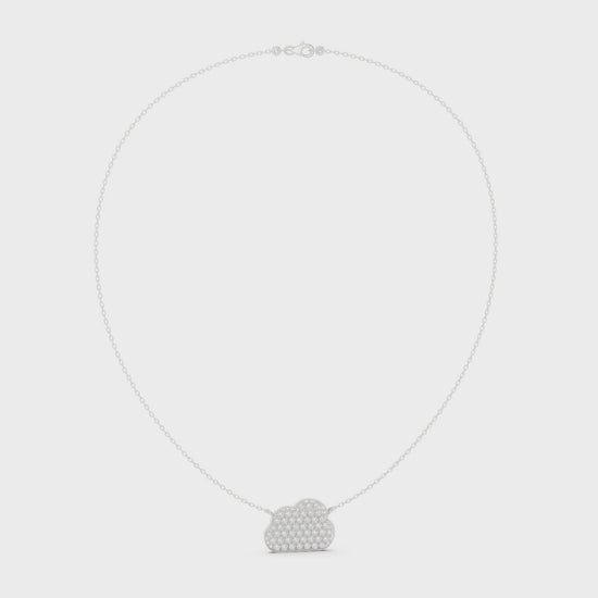 Dainty cloud shaped full pave diamond pendant necklace