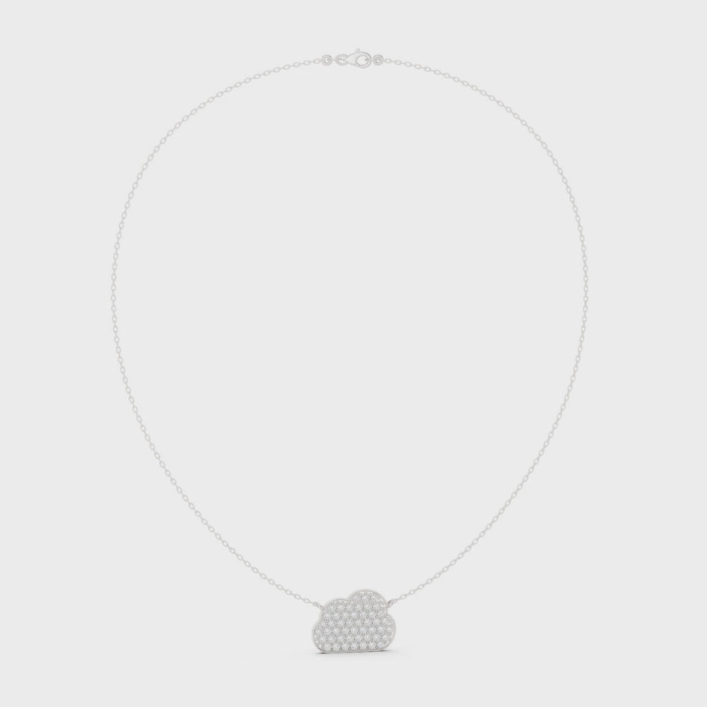 Dainty cloud shaped full pave diamond pendant necklace