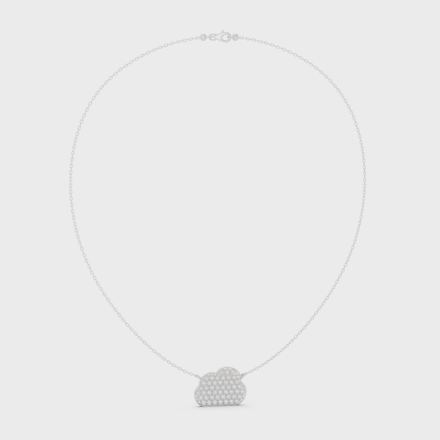 Dainty cloud shaped full pave diamond pendant necklace