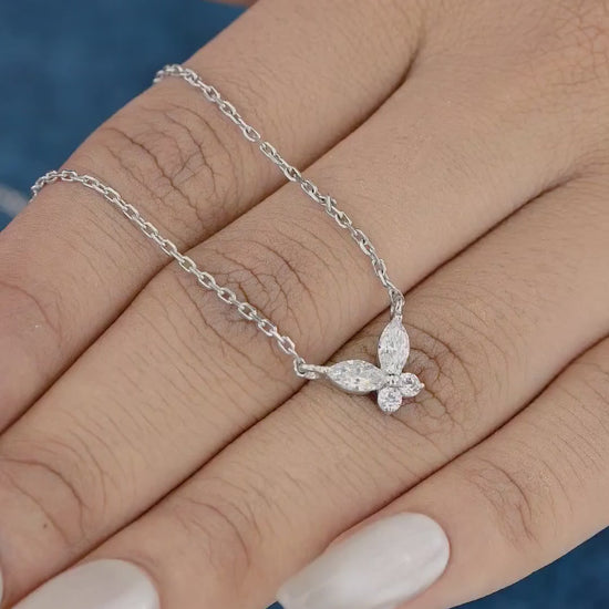 925 sterling Butterfly Diamond Necklace