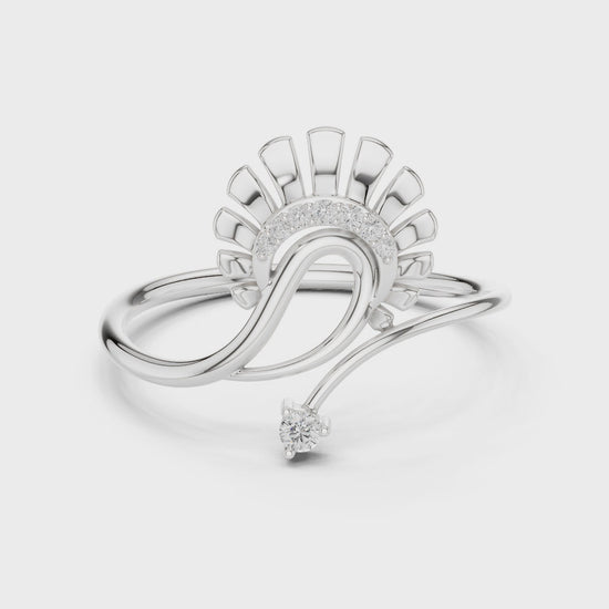  peacock design diamond ring with solitaire accent