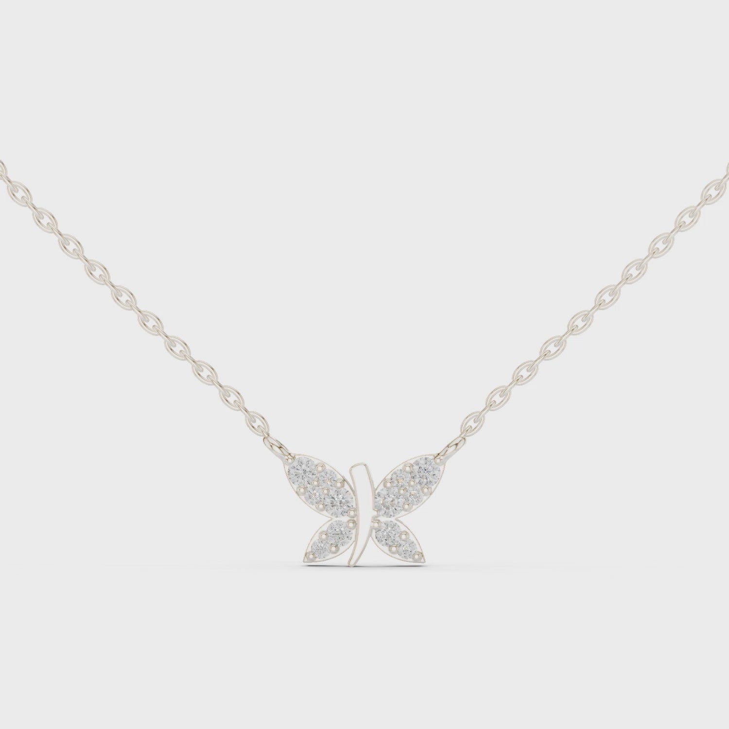 Dainty butterfly pave diamond pendant necklace