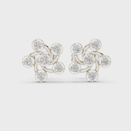 Zigzag cluster stud earrings with bezel set sparkling stones