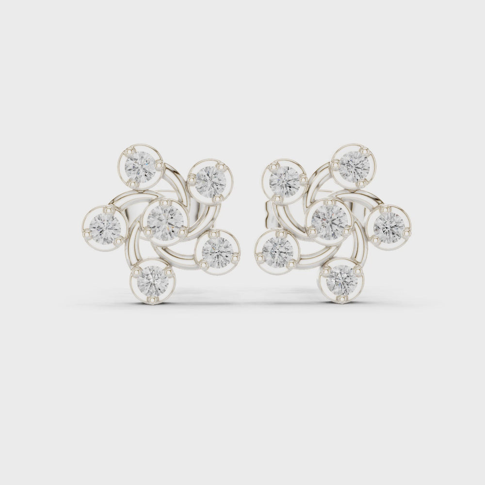 Zigzag cluster stud earrings with bezel set sparkling stones