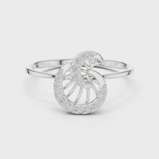 swirl spiral diamond ring with open filigree design