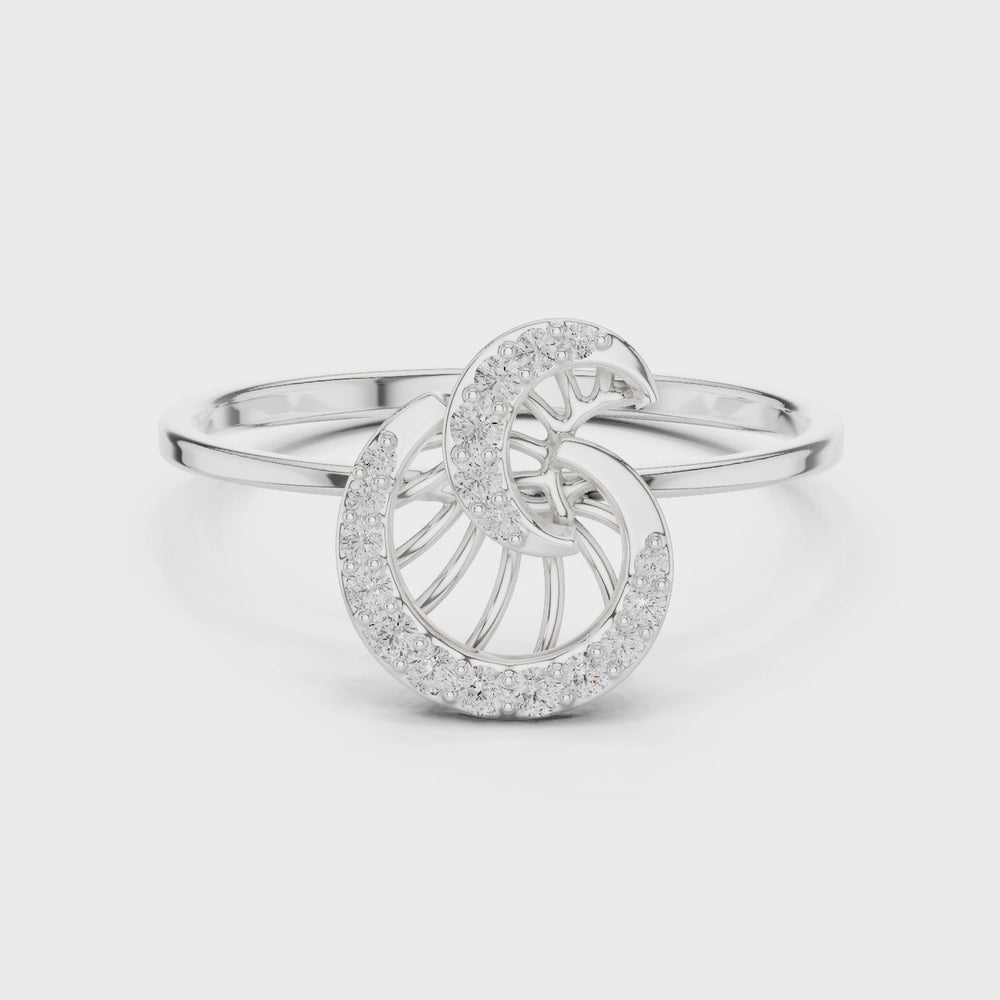 swirl spiral diamond ring with open filigree design