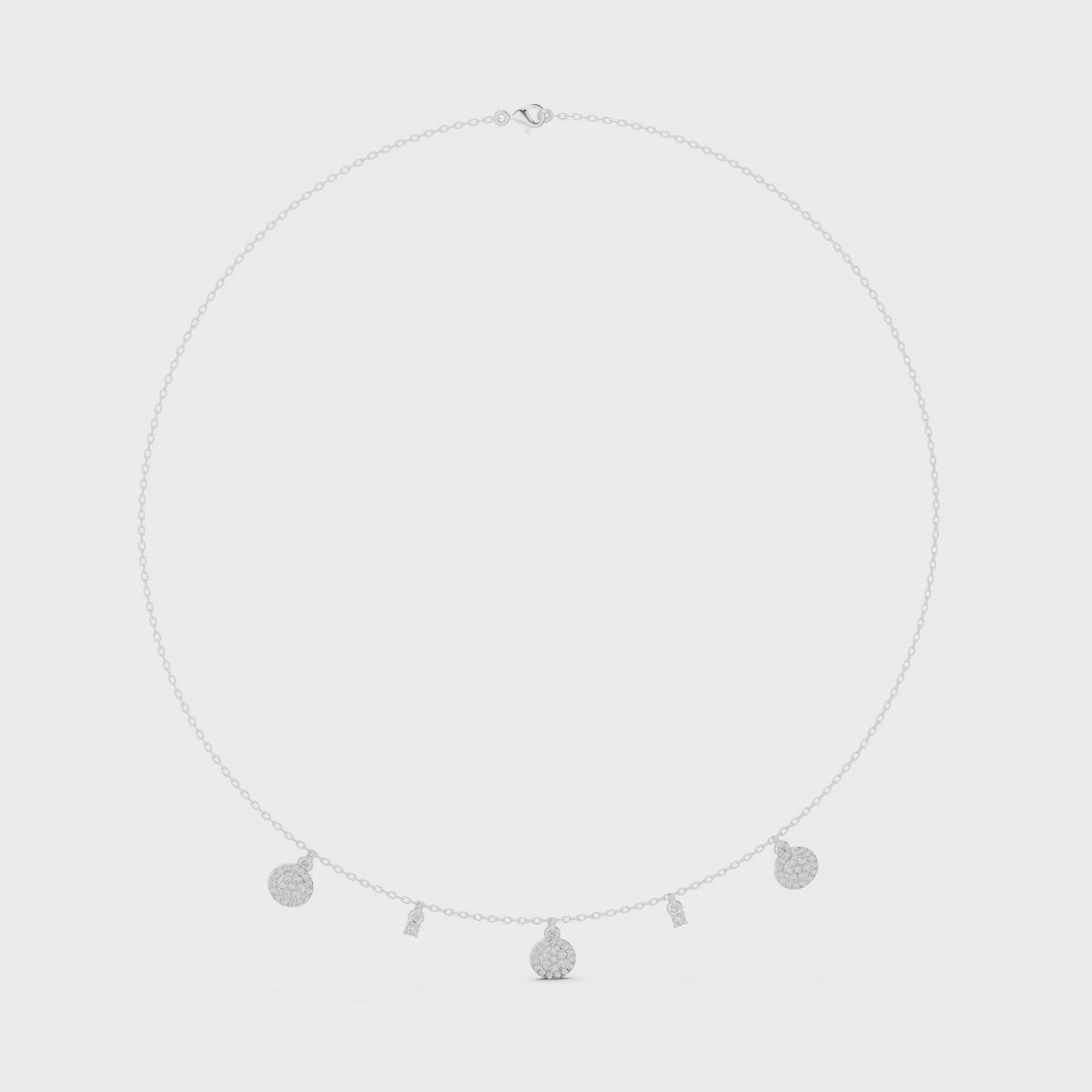 Multi charm pave diamond station necklace with oval and marquise drop accents