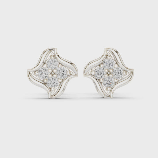 Curved bar stud earrings with sparkling stone embellishment