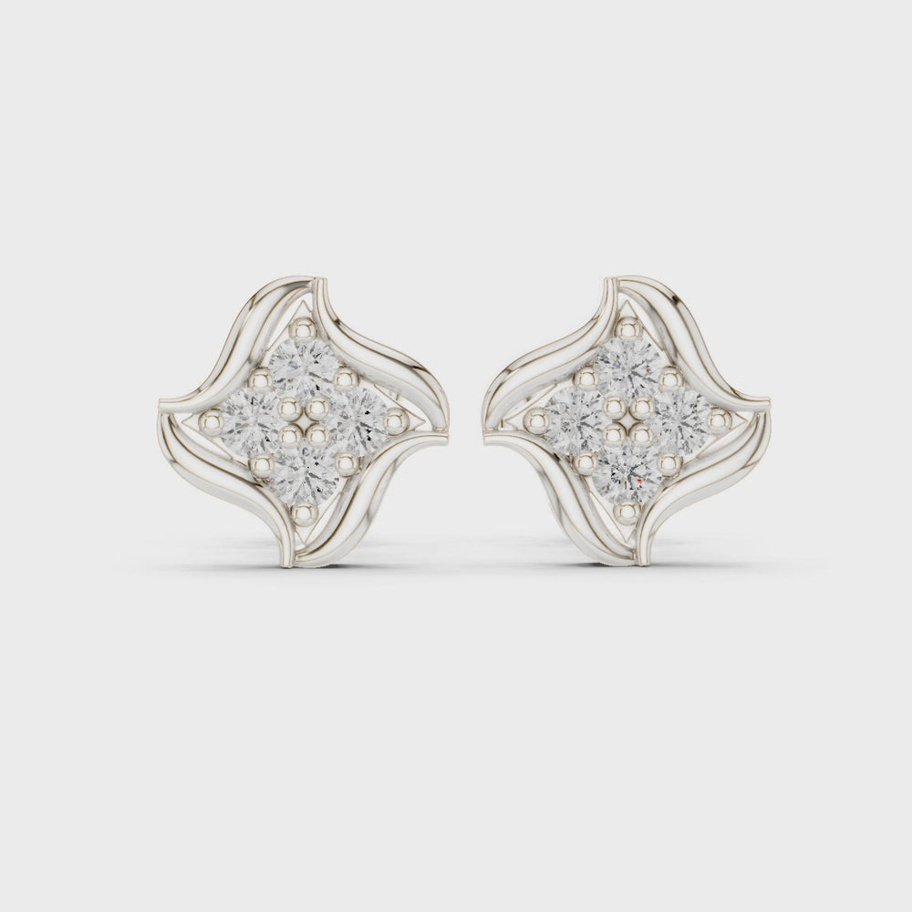Curved bar stud earrings with sparkling stone embellishment