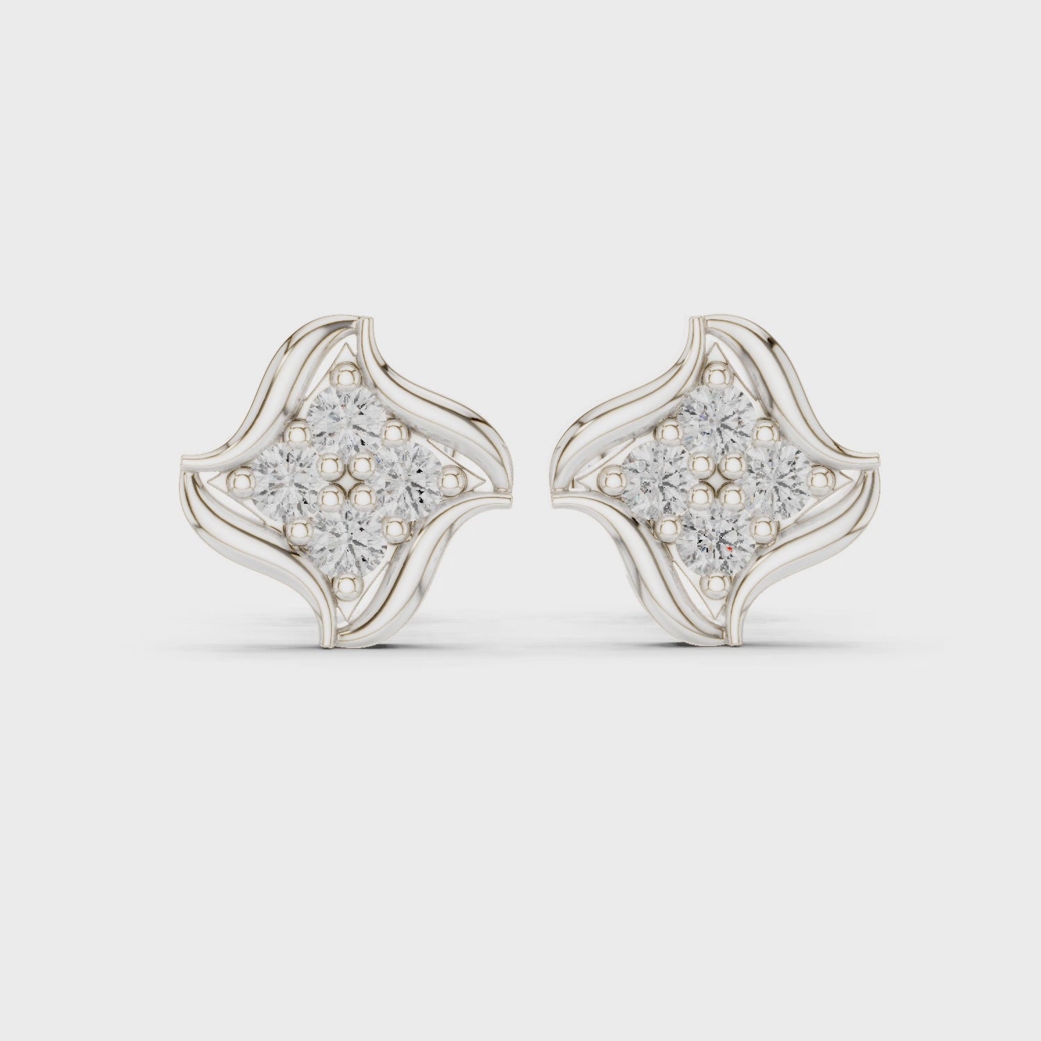 Curved bar stud earrings with sparkling stone embellishment