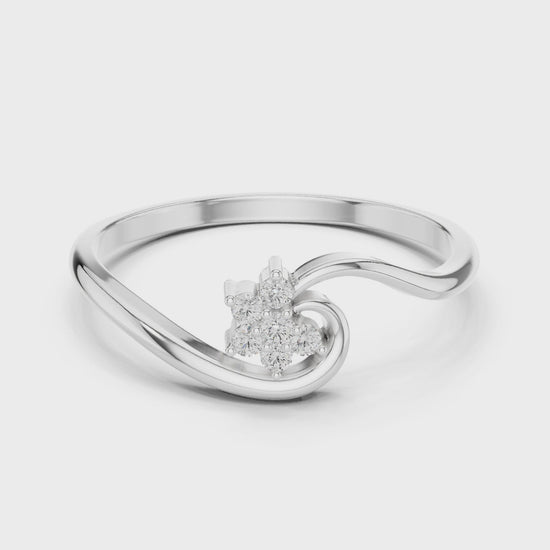 Twisted bypass band cluster diamond ring