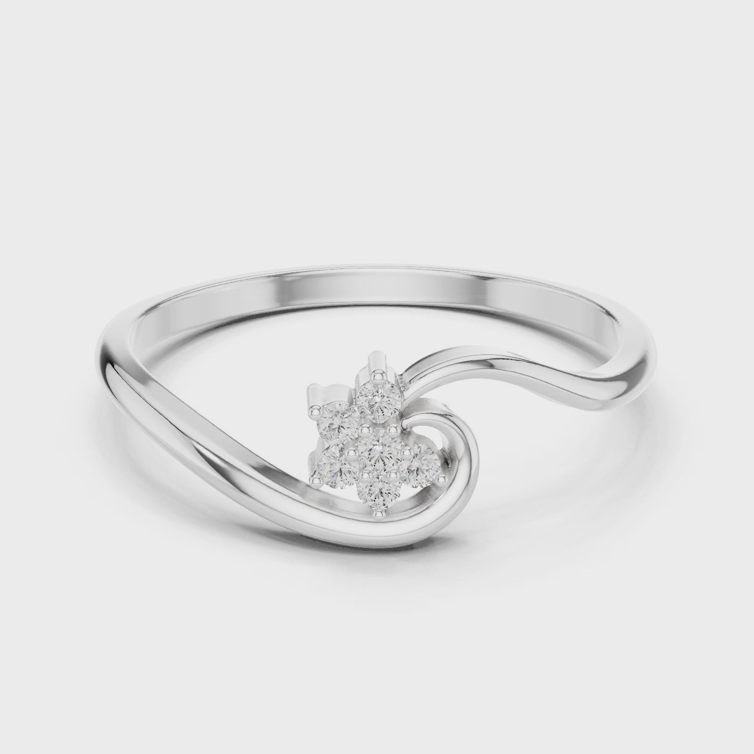 Twisted bypass band cluster diamond ring