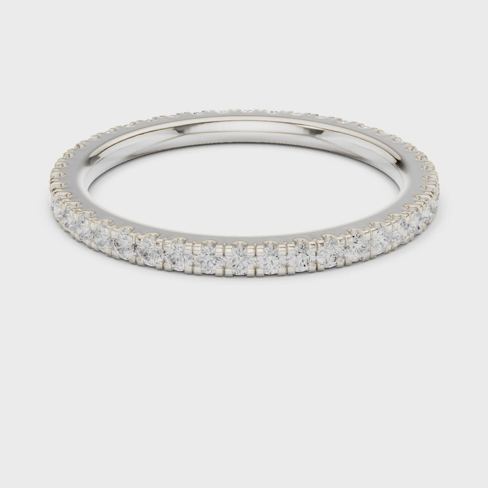 Full eternity pave diamond band ring with round brilliant cut stones