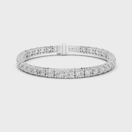 Classic round tennis bracelet with prong set continuous stone row detailing