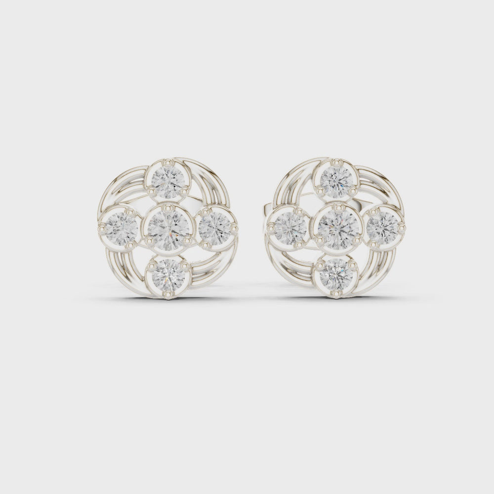 Floral swirl stud earrings with open lattice detailing