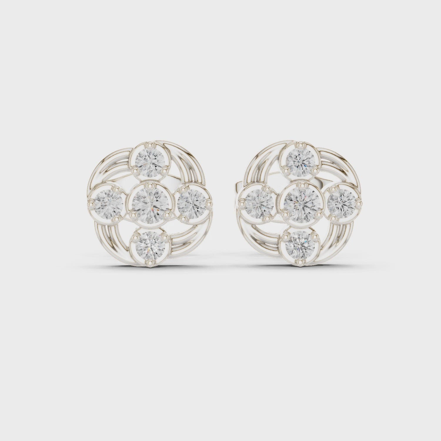 Floral swirl stud earrings with open lattice detailing