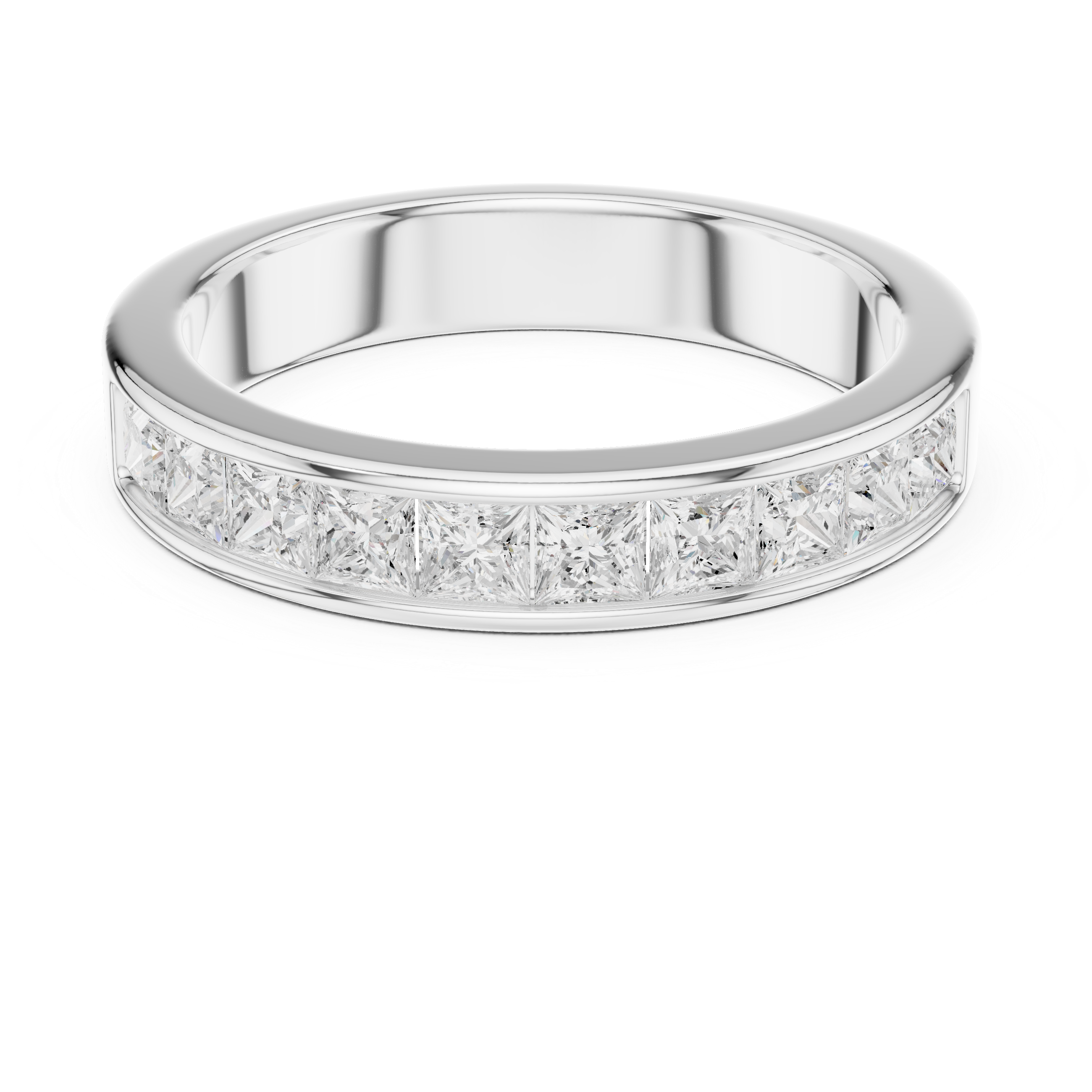 Half eternity princess cut channel set diamond band