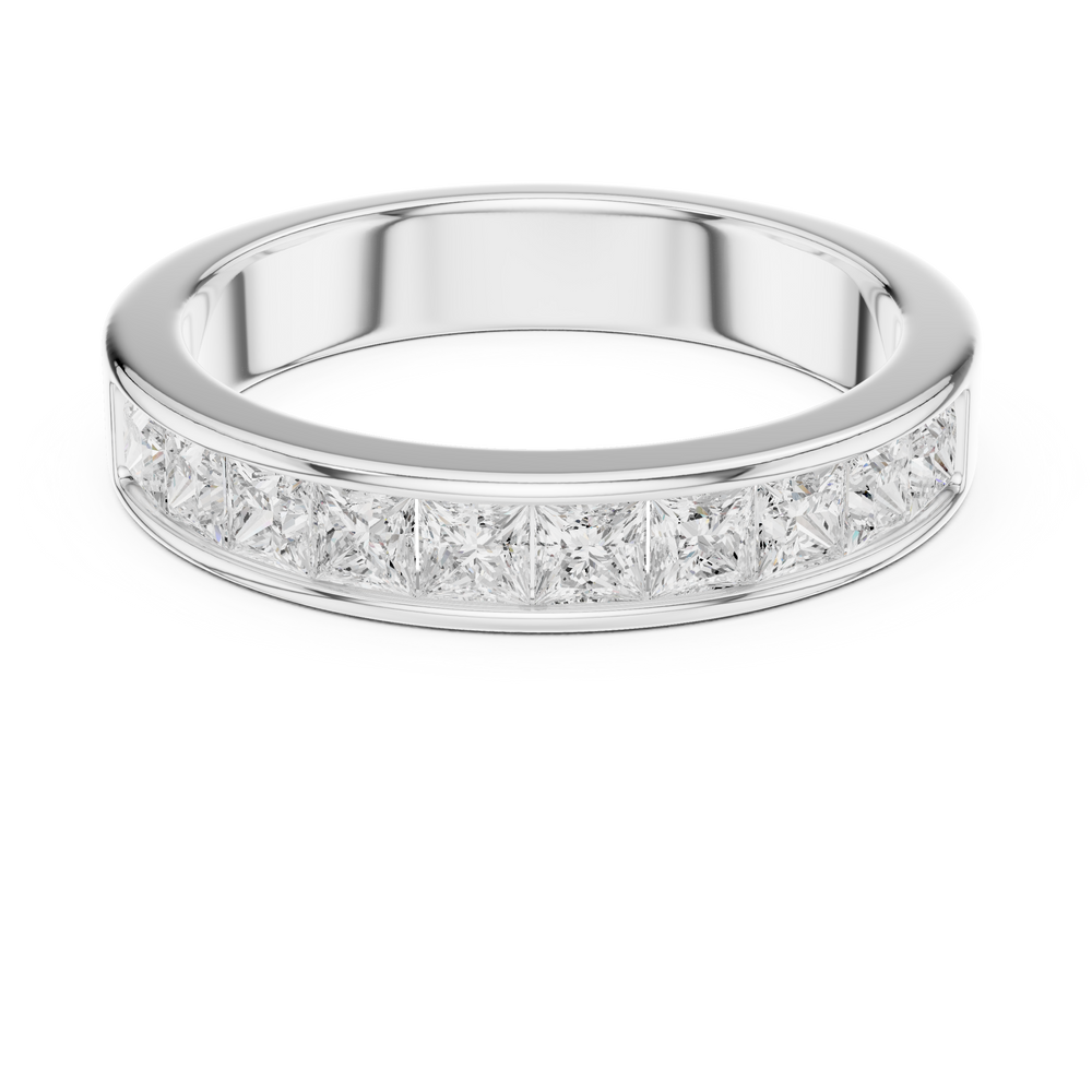 Half eternity princess cut channel set diamond band