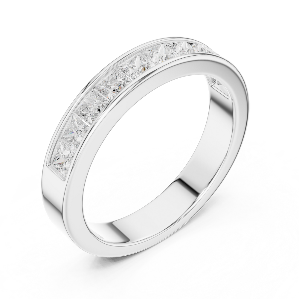 Half eternity princess cut channel set diamond band