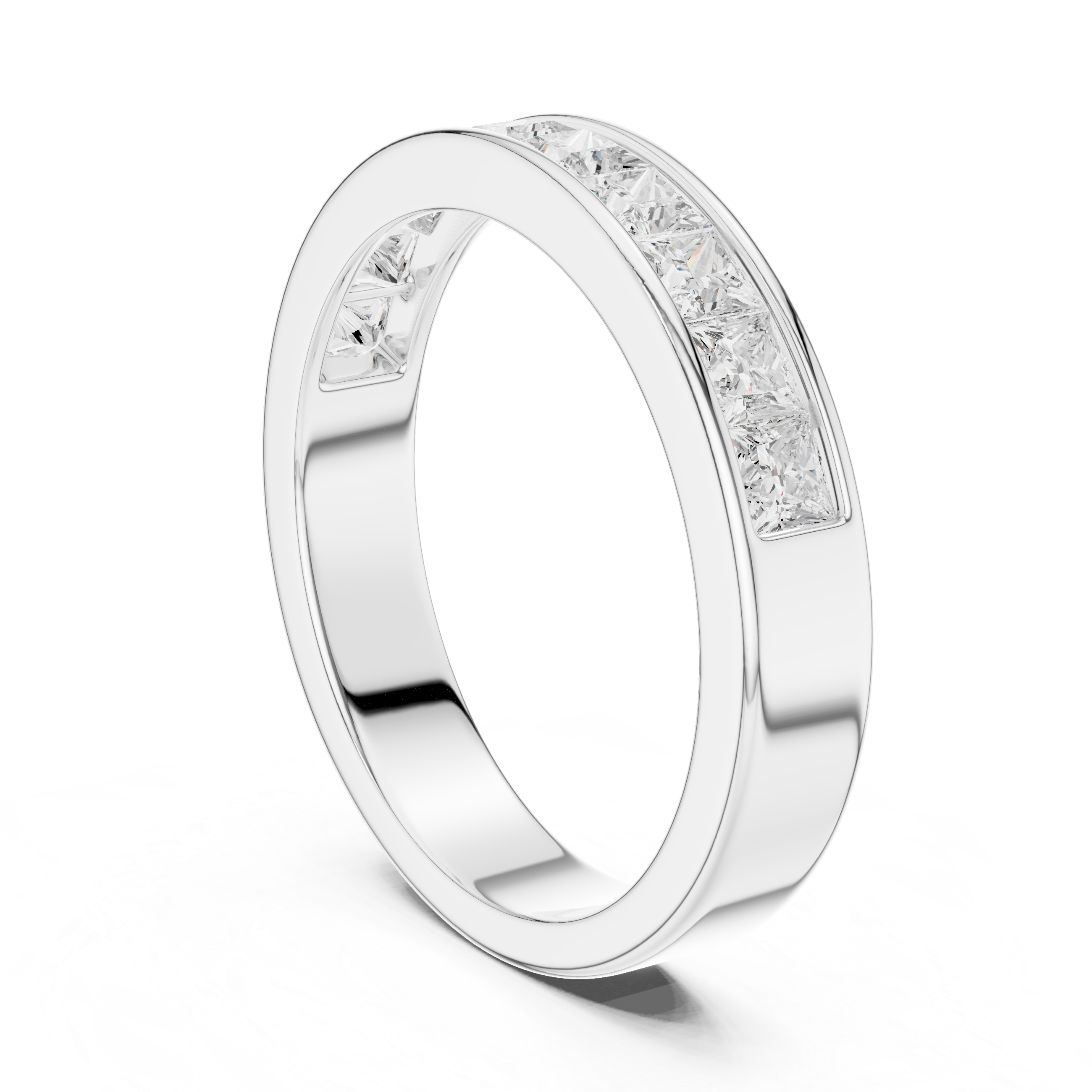 Half eternity princess cut channel set diamond band