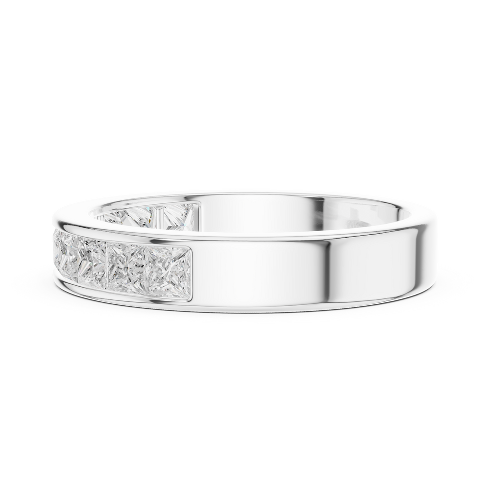 Half eternity princess cut channel set diamond band