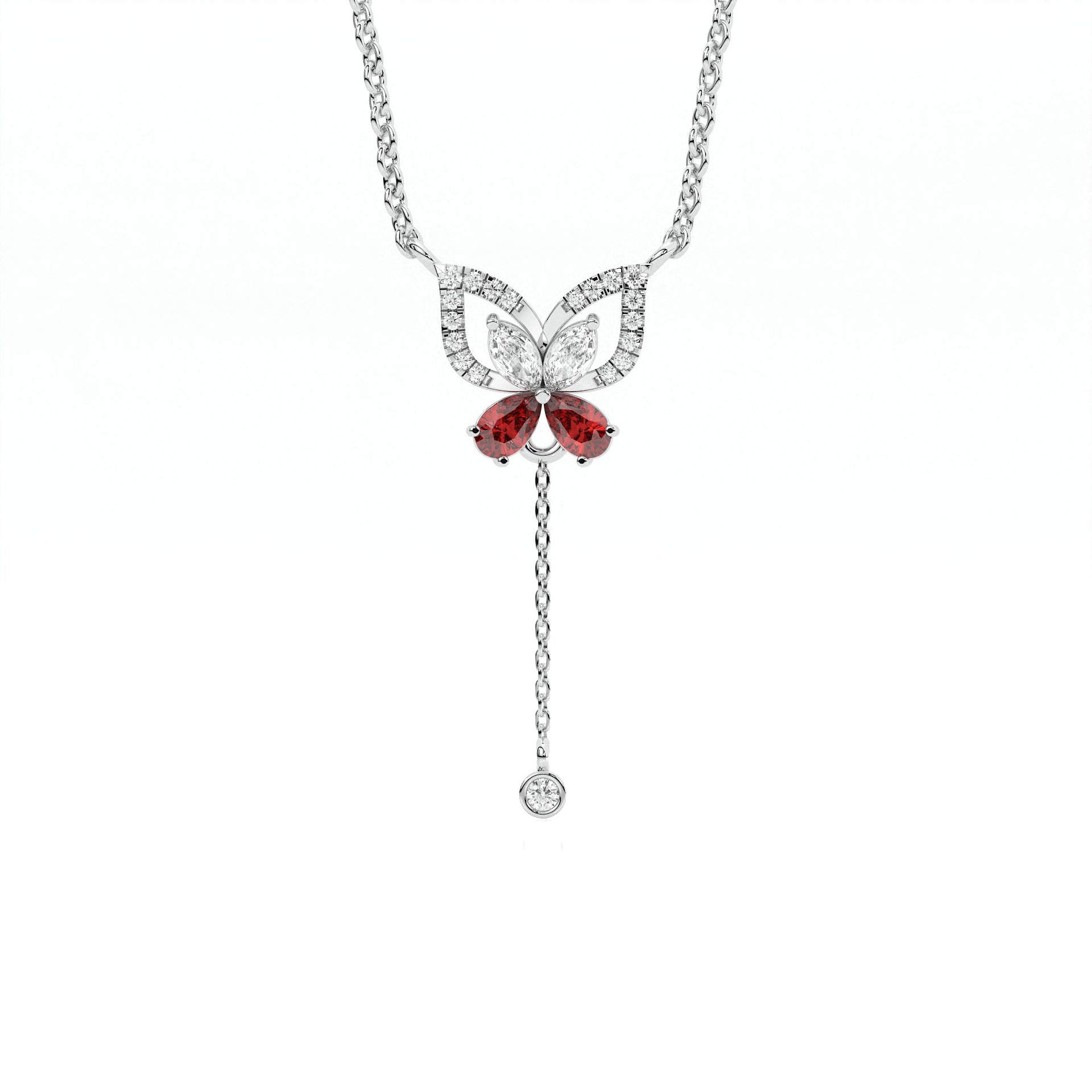 925 sterling silver Butterfly Necklaces with Red Stone for women India