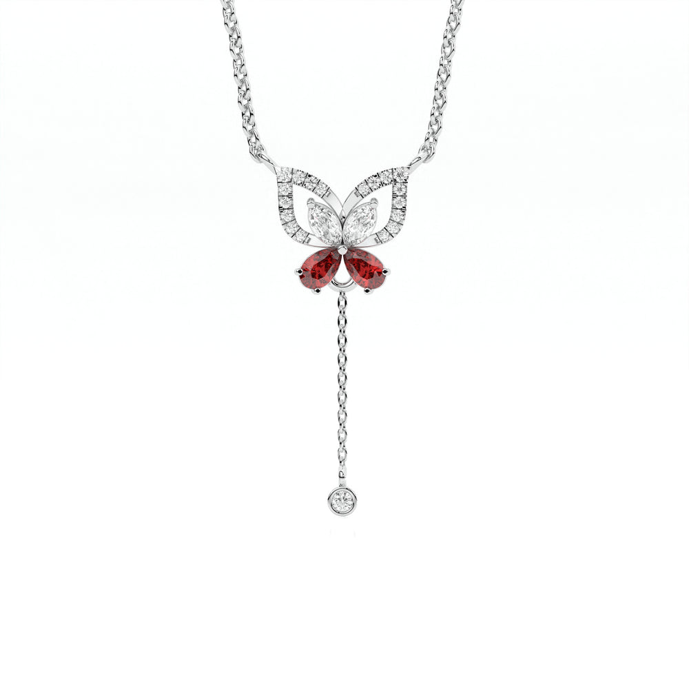 925 sterling silver Butterfly Necklaces with Red Stone for women India