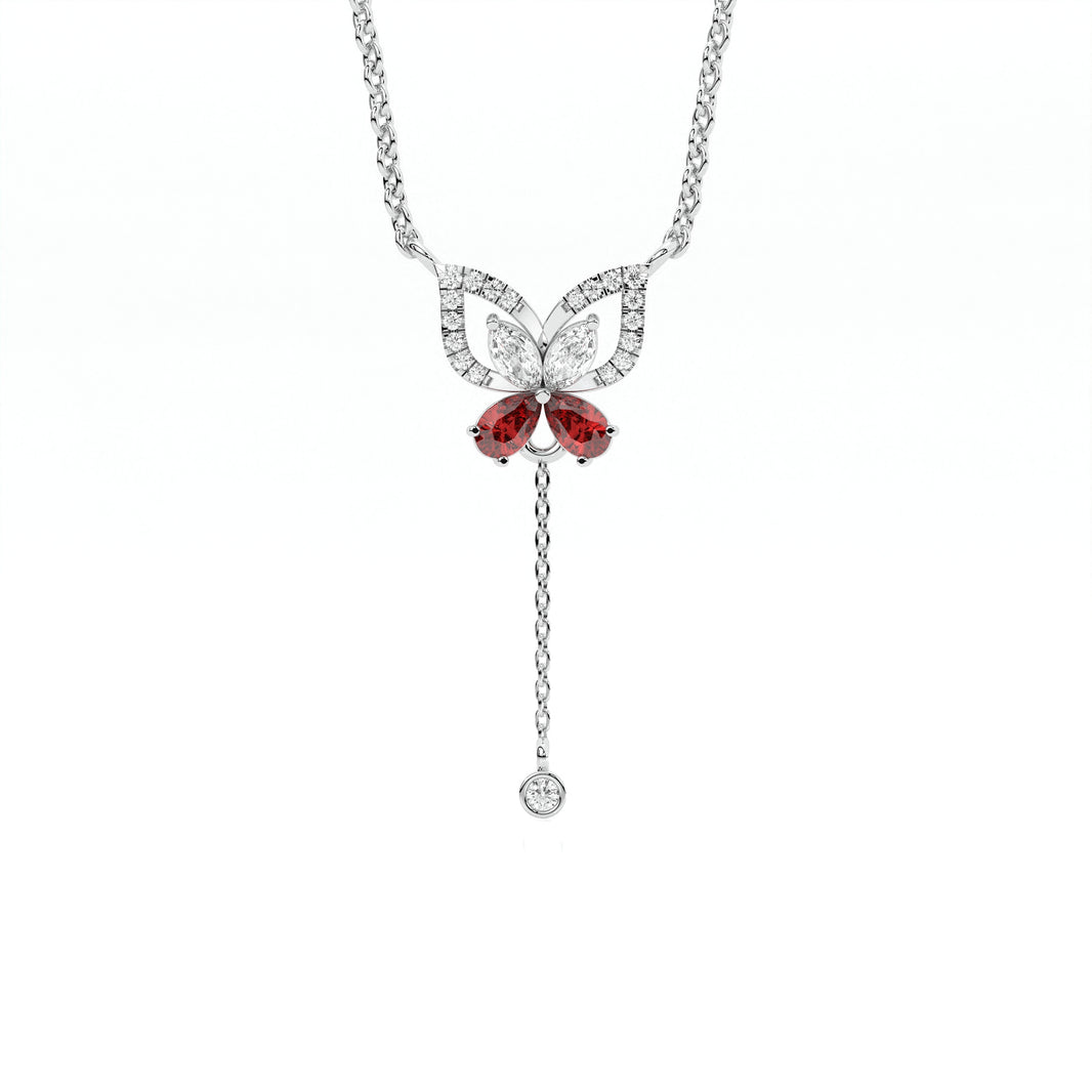925 sterling silver Butterfly Necklaces with Red Stone for women India