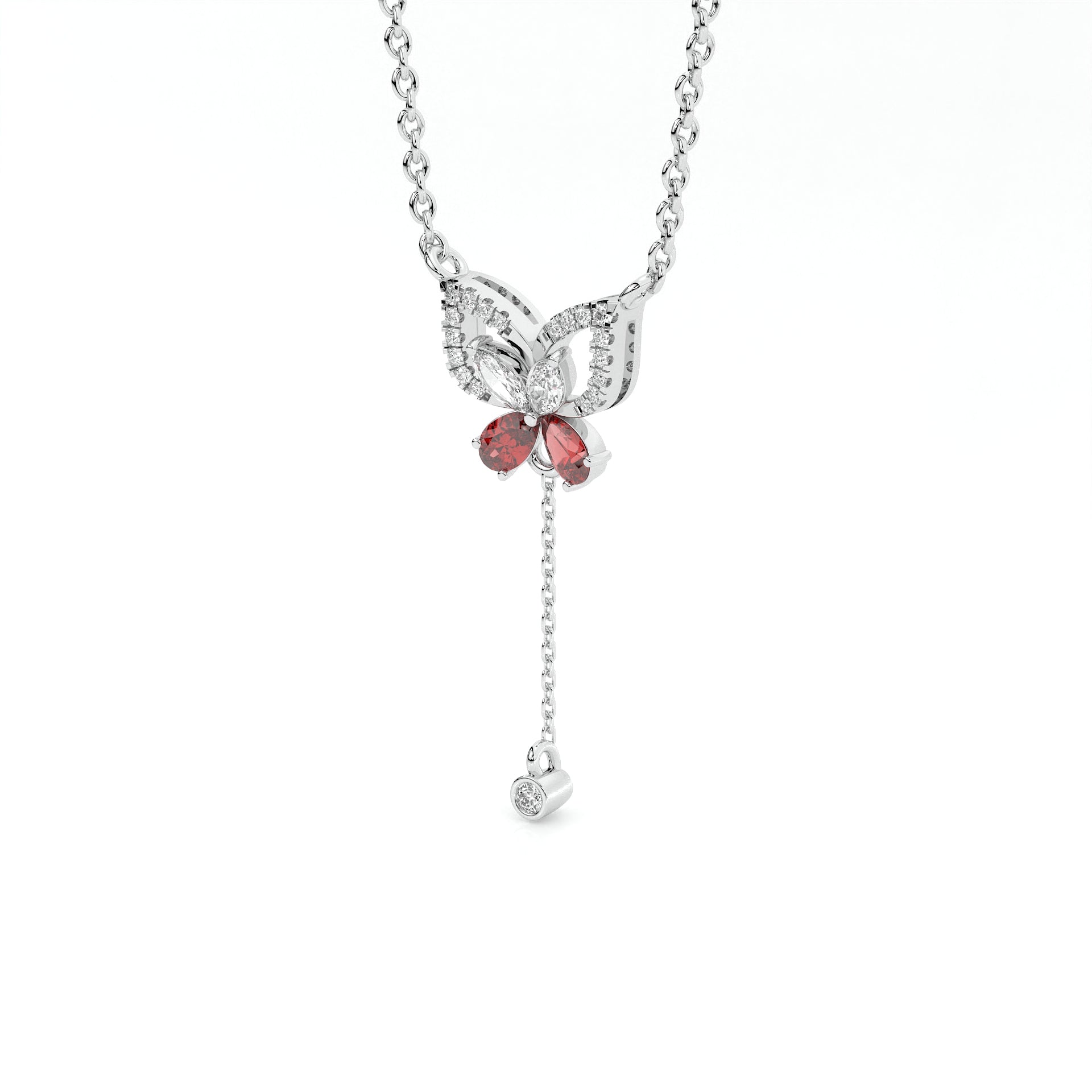 925 sterling silver Butterfly Necklaces with Red Stone for women India