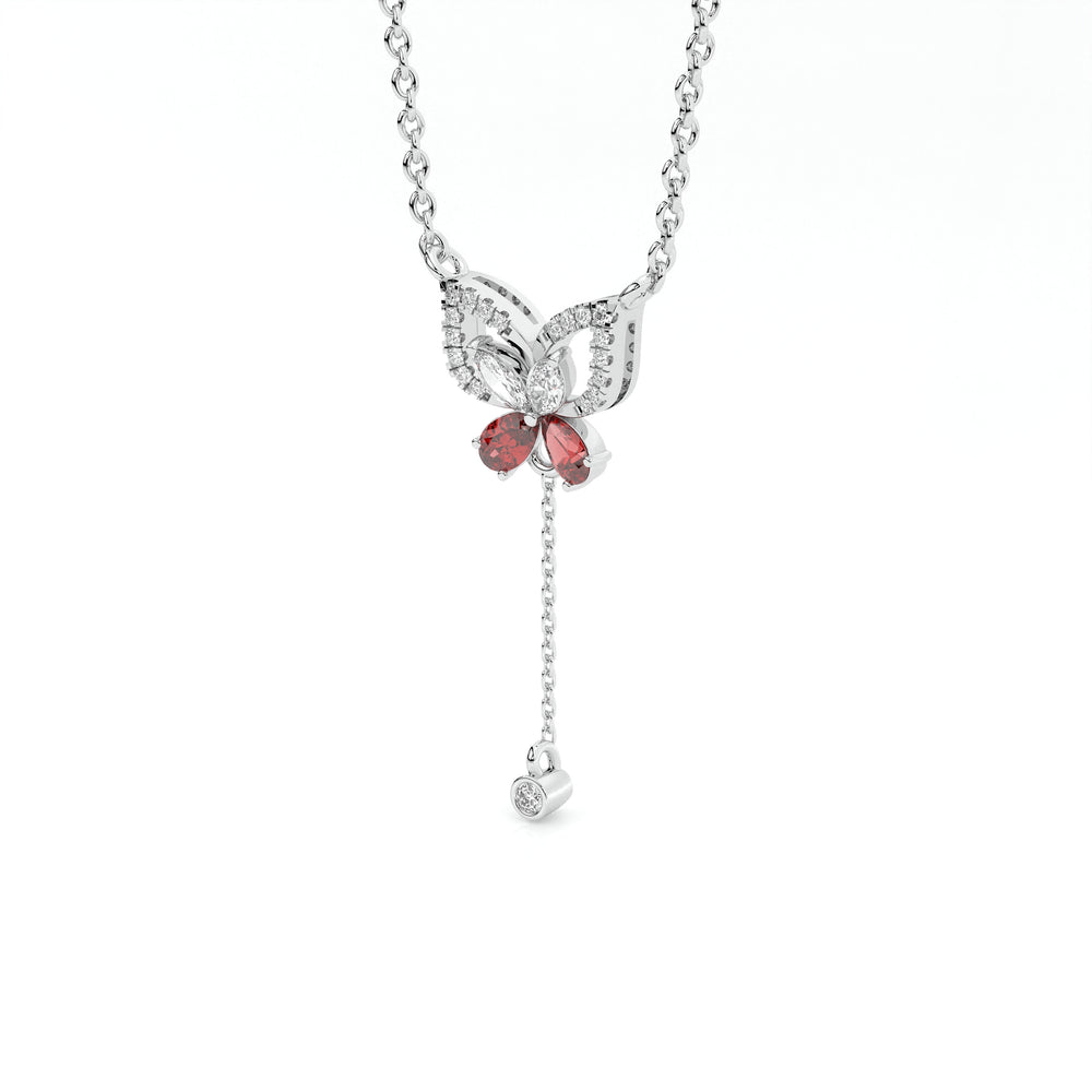 925 sterling silver Butterfly Necklaces with Red Stone for women India