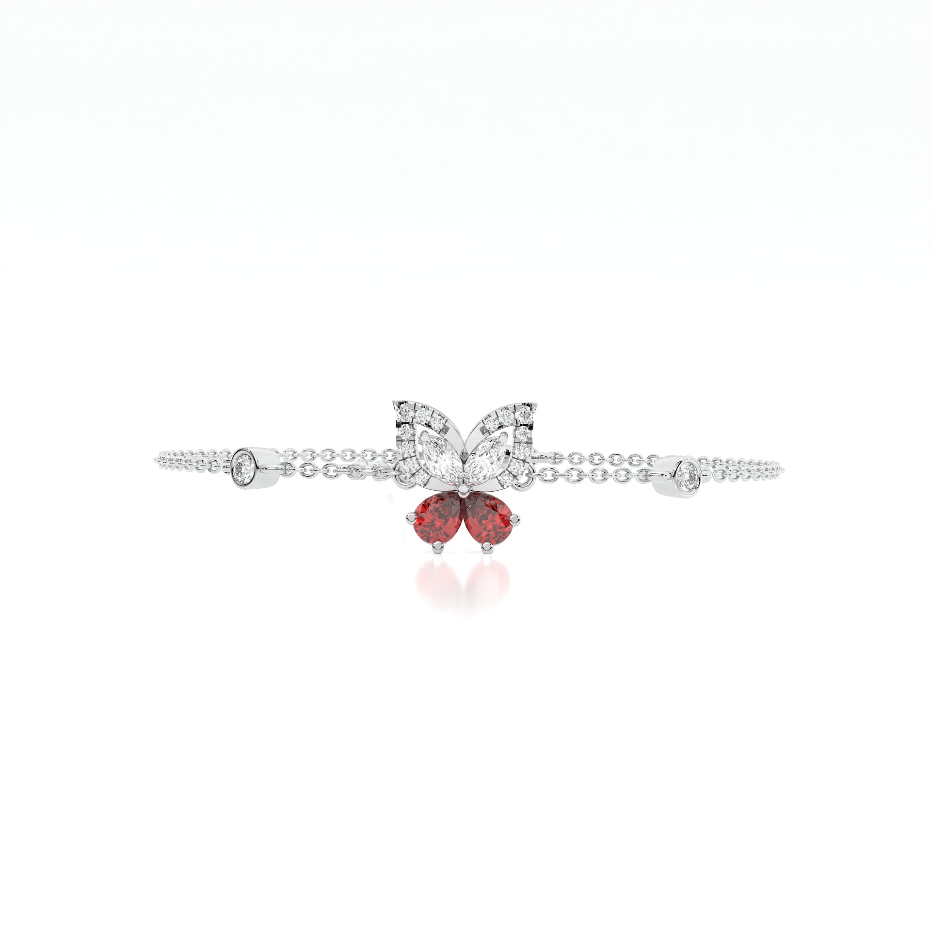 925 sterling silver butterfly bracelets with red stone for women India