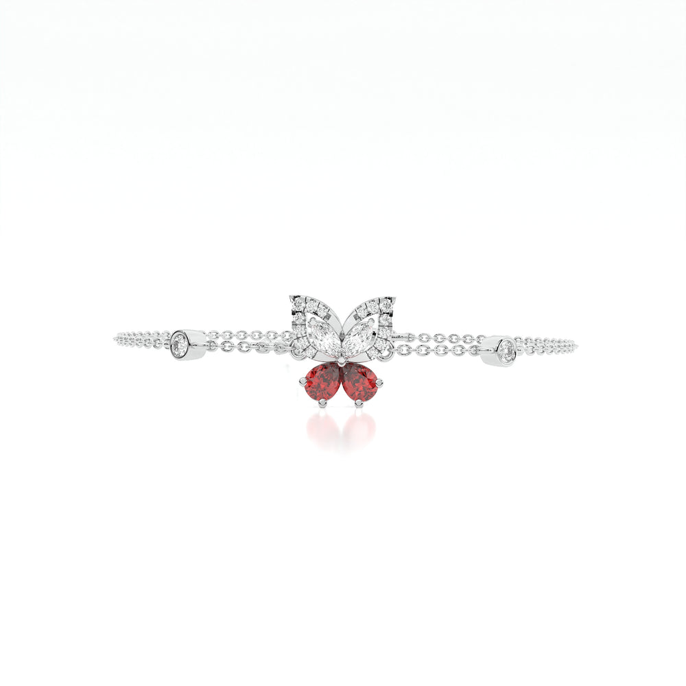 925 sterling silver butterfly bracelets with red stone for women India