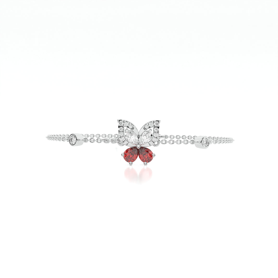 925 sterling silver butterfly bracelets with red stone for women India